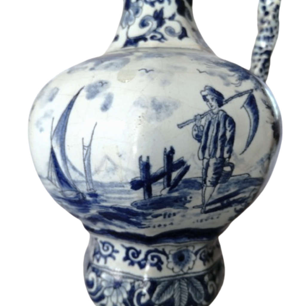 Antique 18th-Century Dutch Delft Jug by Moustiers, circa 1800
