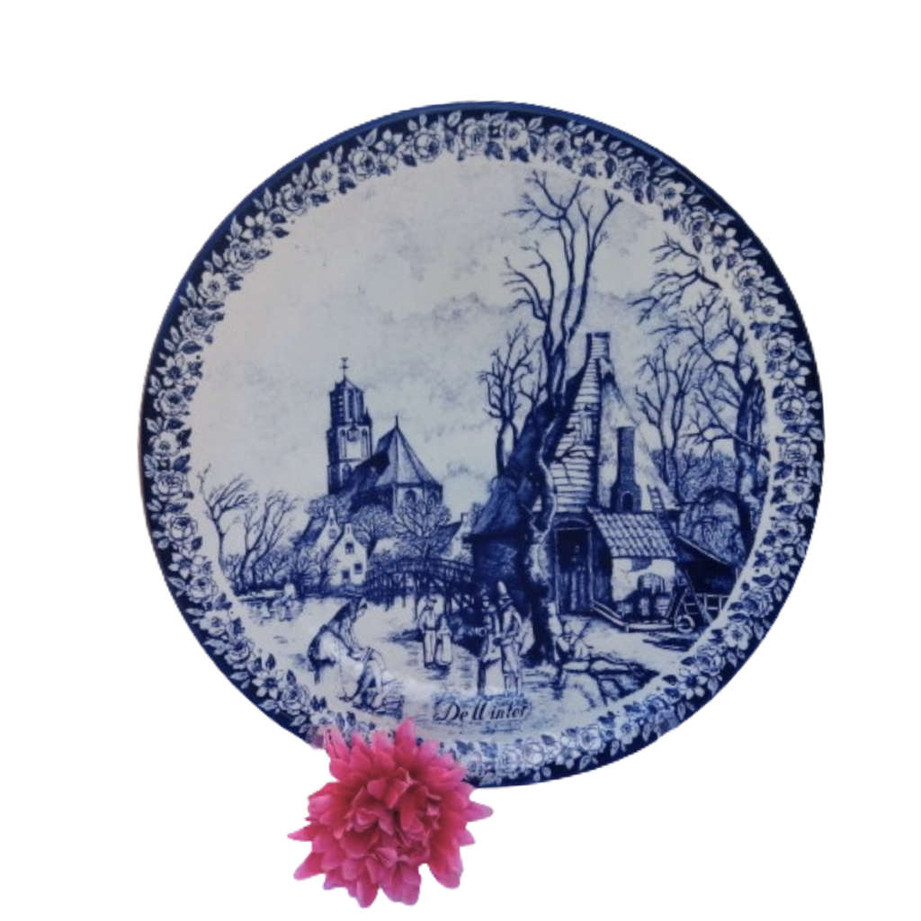 Delft Chemkefa Delfts Blauw De Winter ceramic wall hanging plate
