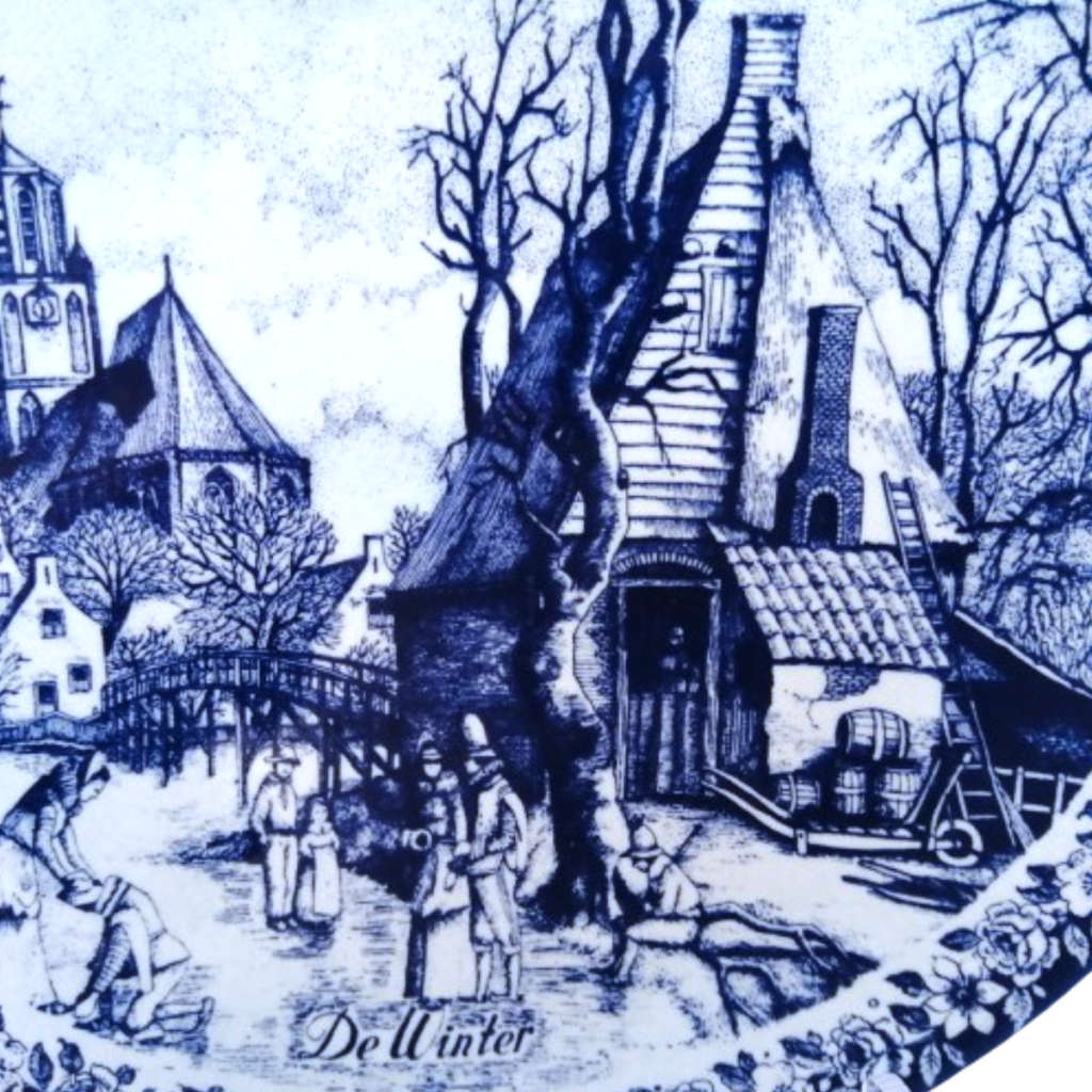 Delft Chemkefa Delfts Blauw De Winter ceramic wall hanging plate