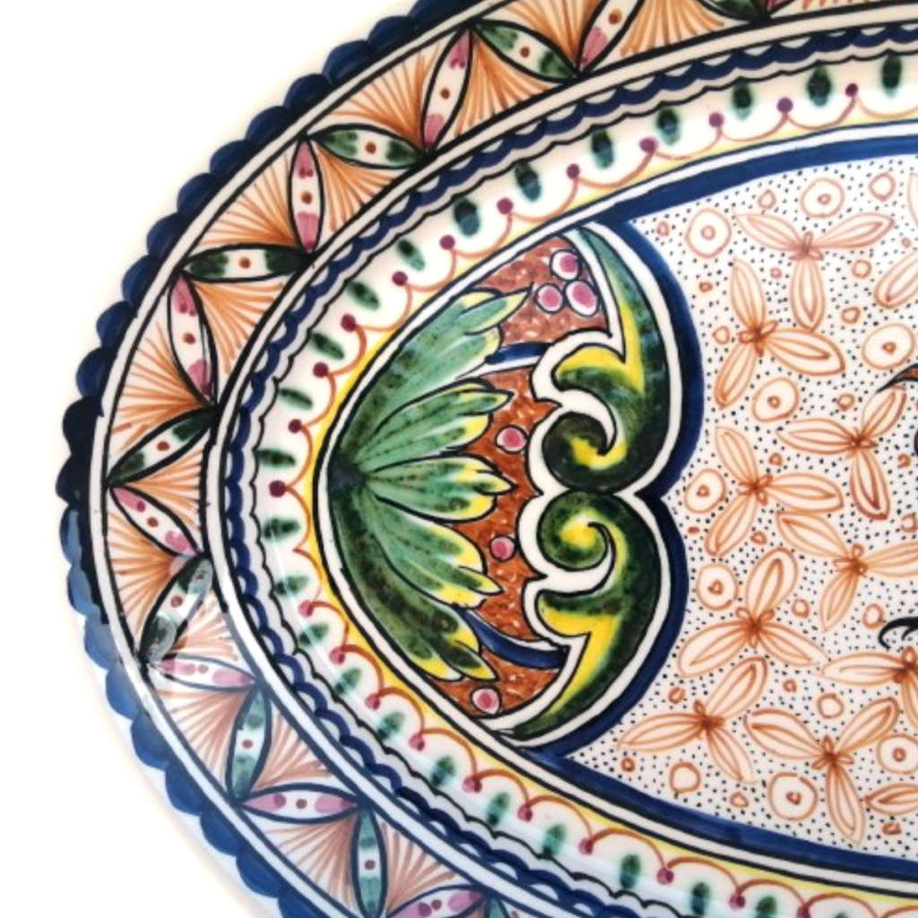 Keramos Handmade Ironstone hand-painted in Portugal Rooster Platter Charger