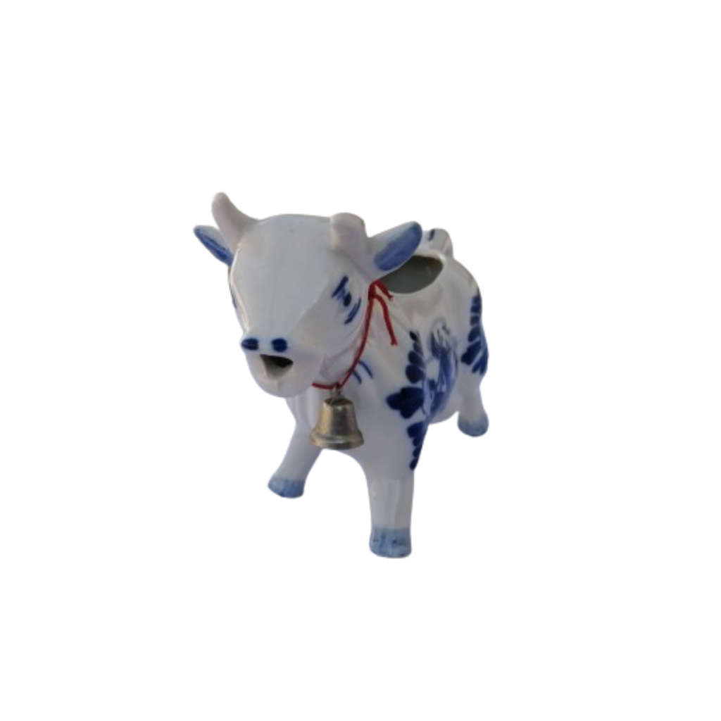 Delft Blue Cow Creamer Milk Jug with Bell Windmill Design