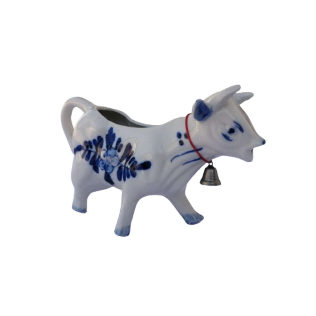 Delft Blue Cow Creamer Milk Jug with Bell Windmill Design