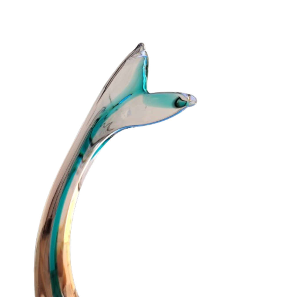 Murano Large Amber and Green Fish Sculpture