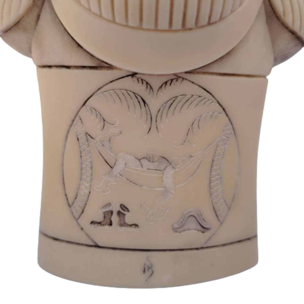 John Biccard Napoleon Bananaparte Rare Chimpanzee crushed marble sculpture