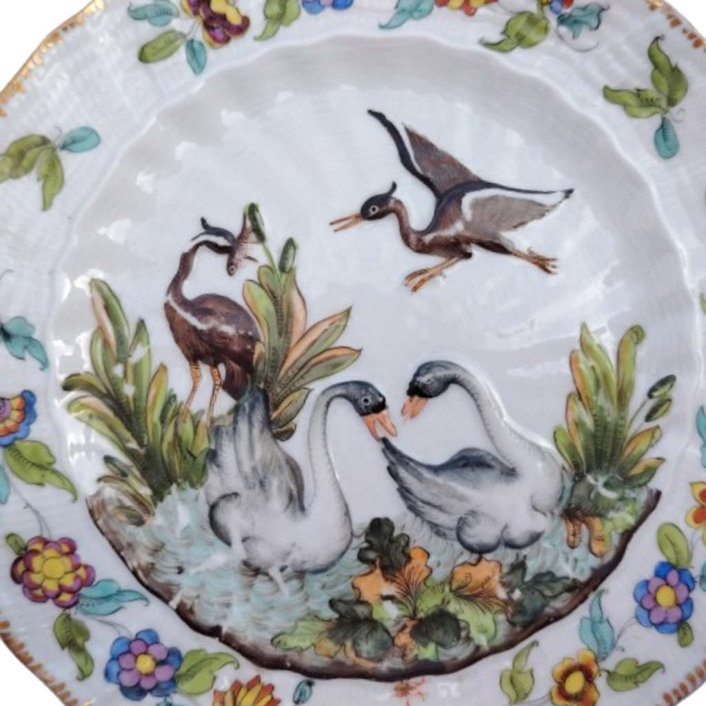 Capodimonte Swan and Heron Plate