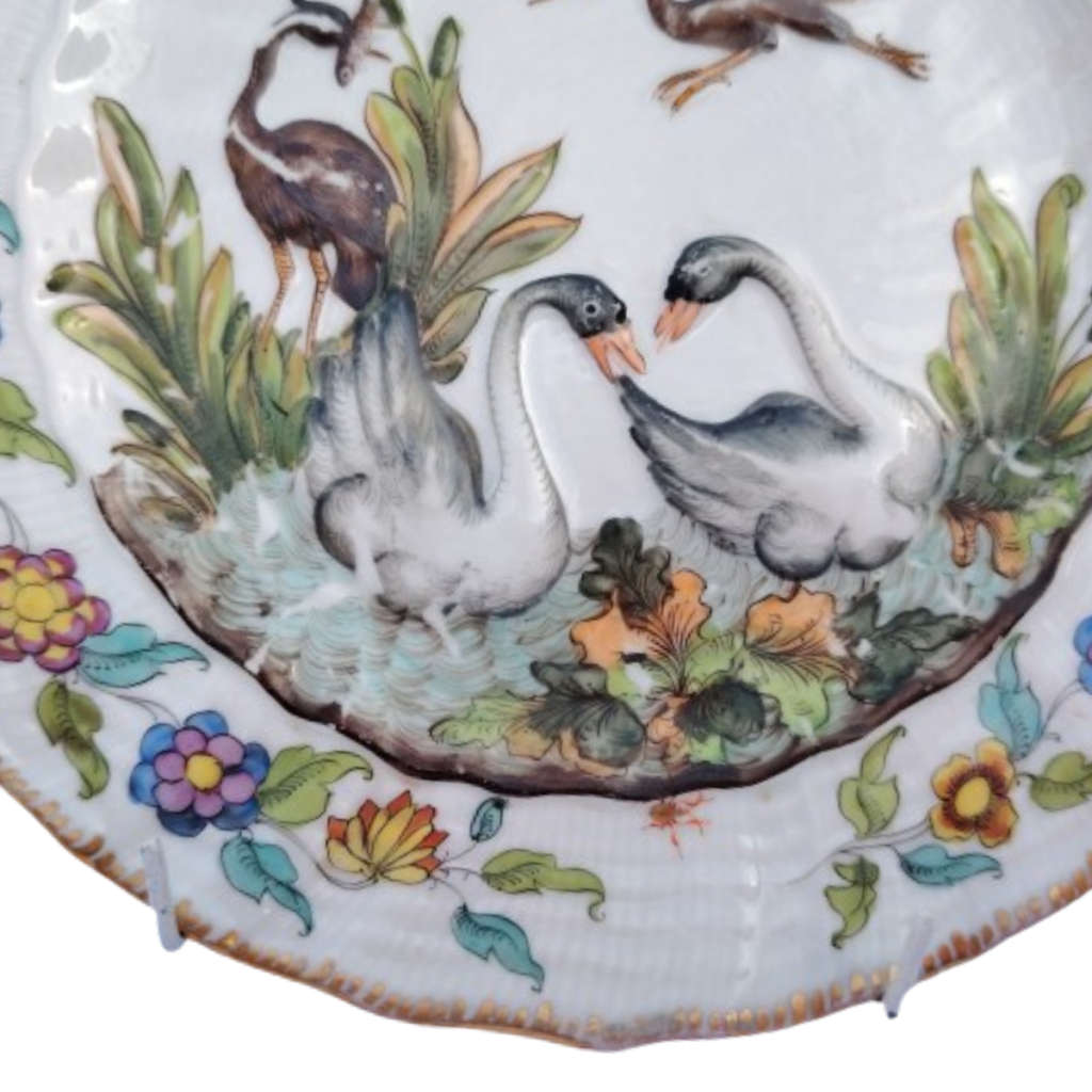 Capodimonte Swan and Heron Plate
