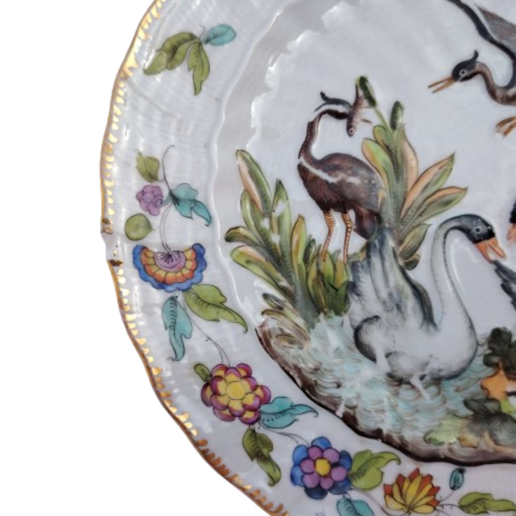 Capodimonte Swan and Heron Plate