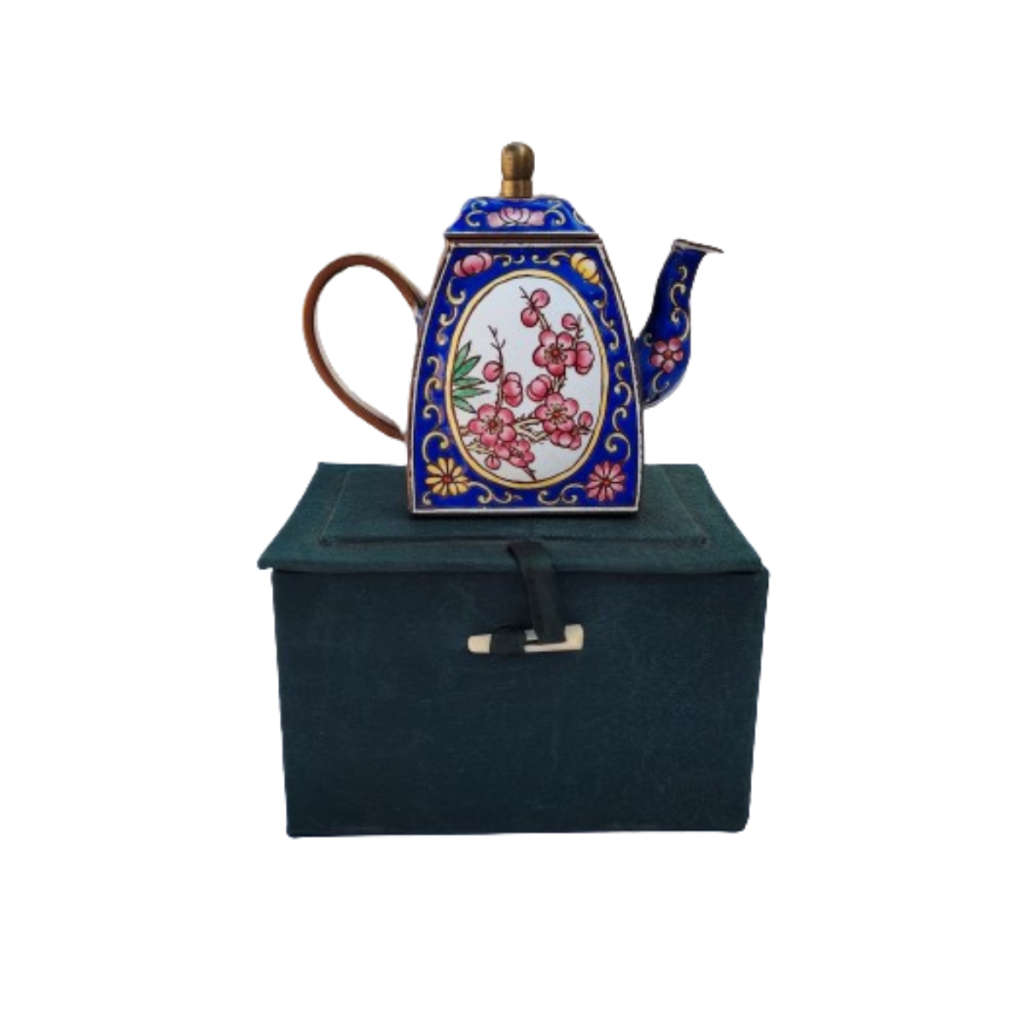 Miniature Hand Painted Blue Trade Aid UK Enamel Teapot