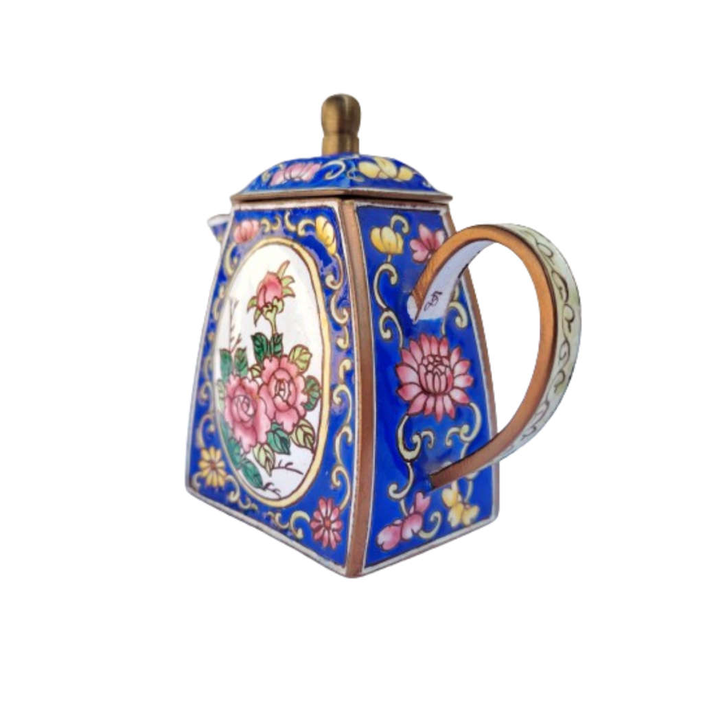 Miniature Hand Painted Blue Trade Aid UK Enamel Teapot