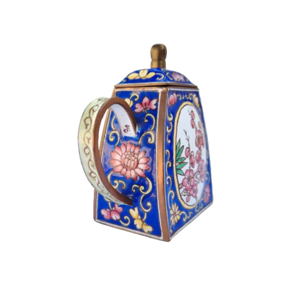 Miniature Hand Painted Blue Trade Aid UK Enamel Teapot