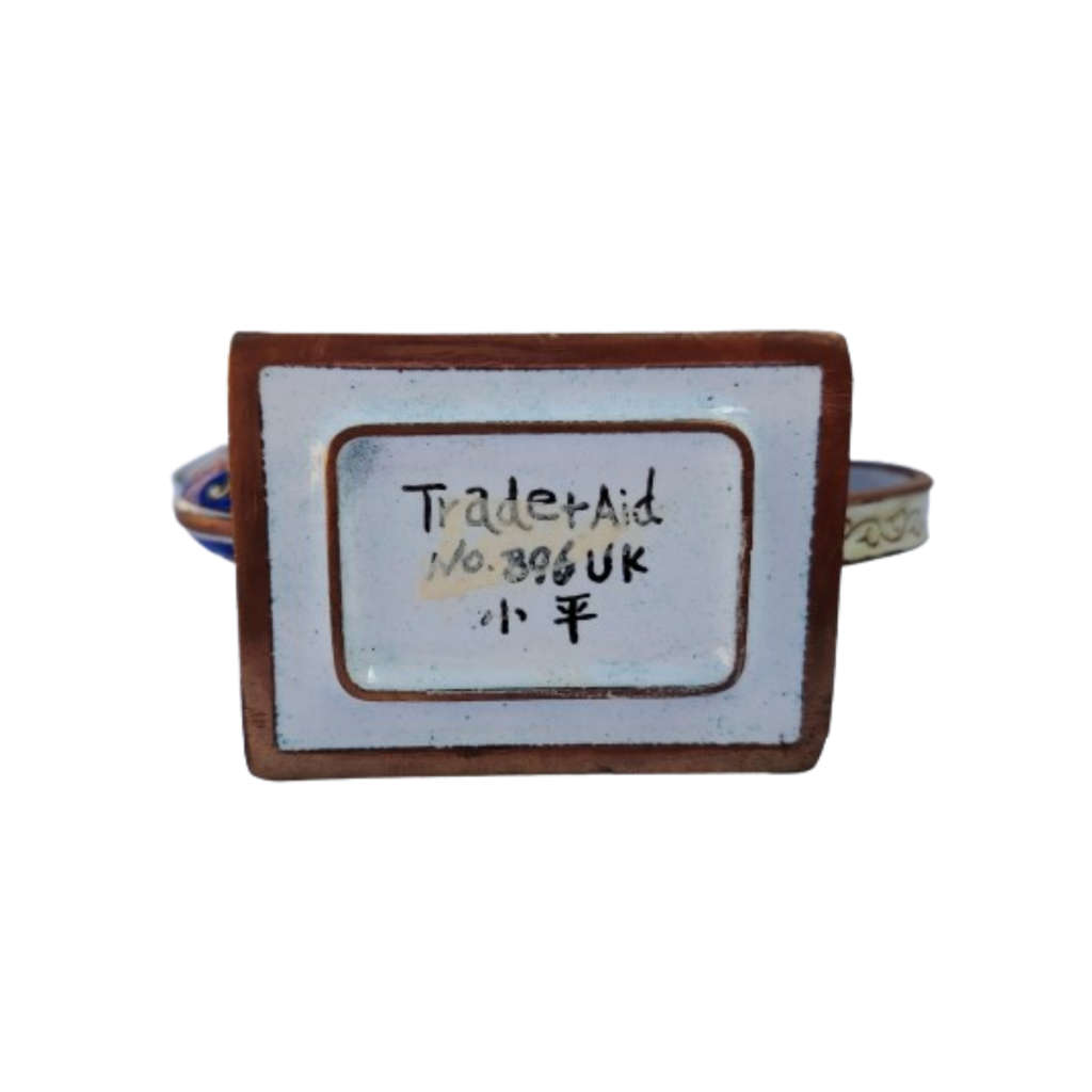 Miniature Hand Painted Blue Trade Aid UK Enamel Teapot