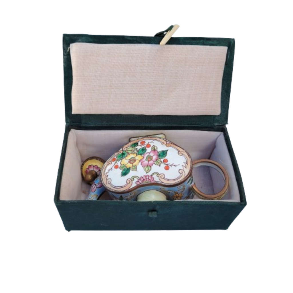 Miniature Hand Painted Heart Trade Aid UK Enamel Teapot