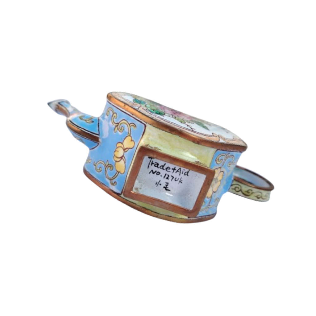 Miniature Hand Painted Heart Trade Aid UK Enamel Teapot