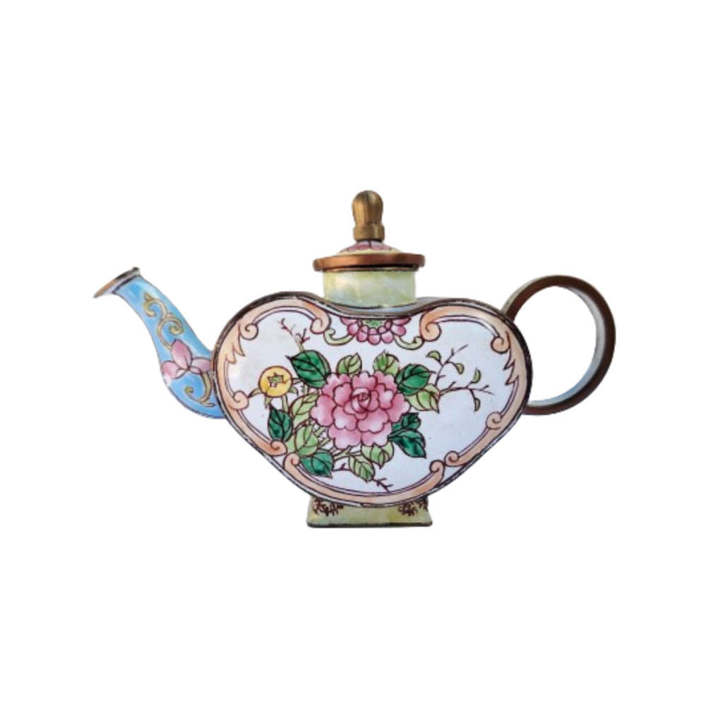 Miniature Hand Painted Heart Trade Aid UK Enamel Teapot