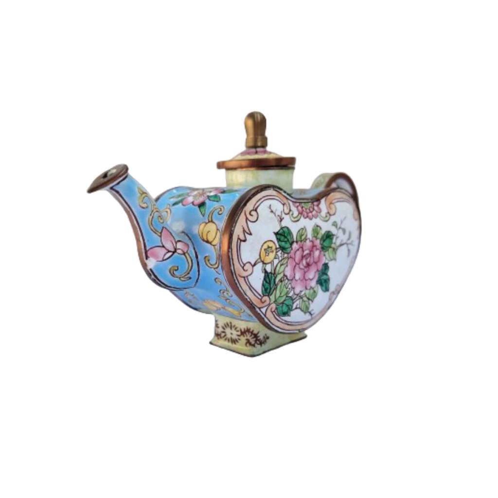 Miniature Hand Painted Heart Trade Aid UK Enamel Teapot