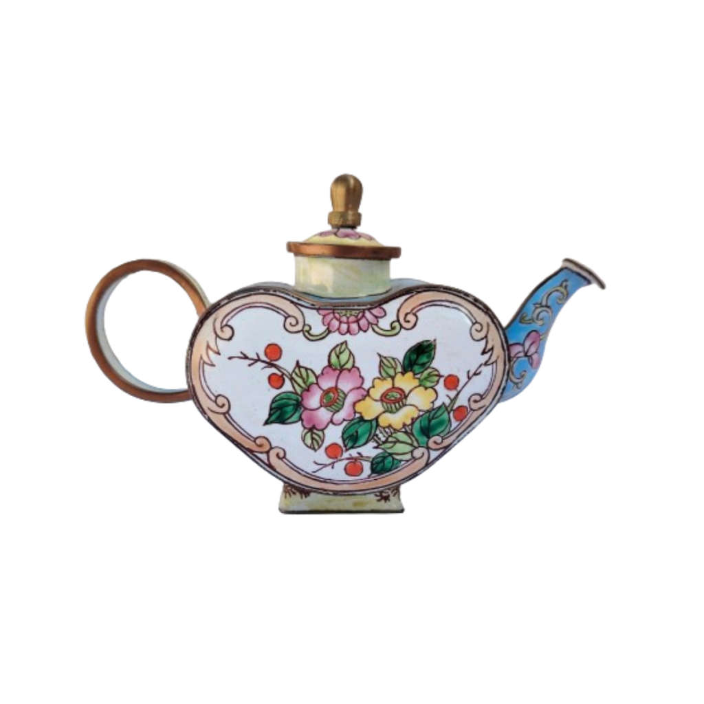 Miniature Hand Painted Heart Trade Aid UK Enamel Teapot