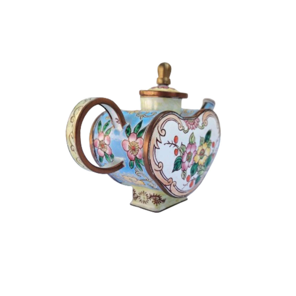 Miniature Hand Painted Heart Trade Aid UK Enamel Teapot