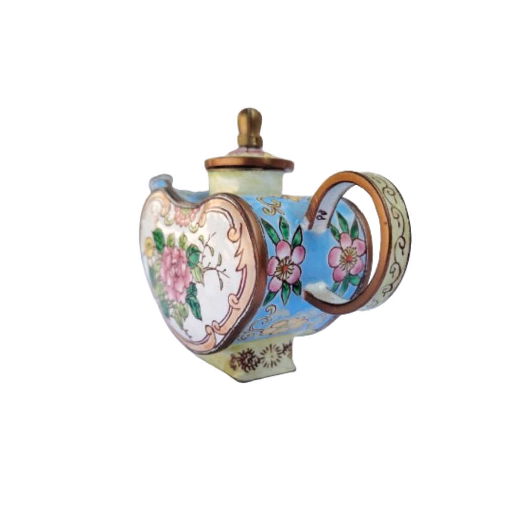 Miniature Hand Painted Heart Trade Aid UK Enamel Teapot