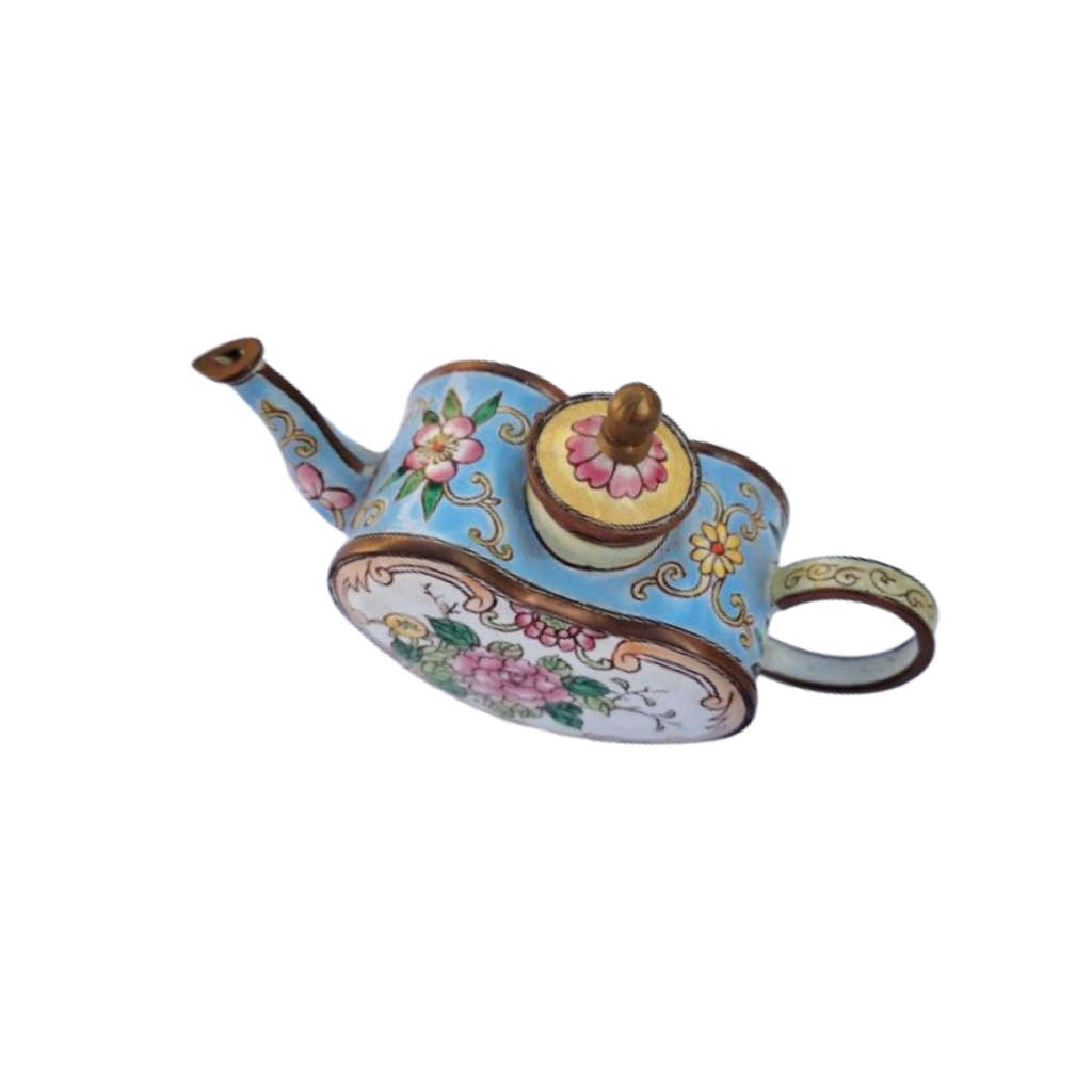 Miniature Hand Painted Heart Trade Aid UK Enamel Teapot