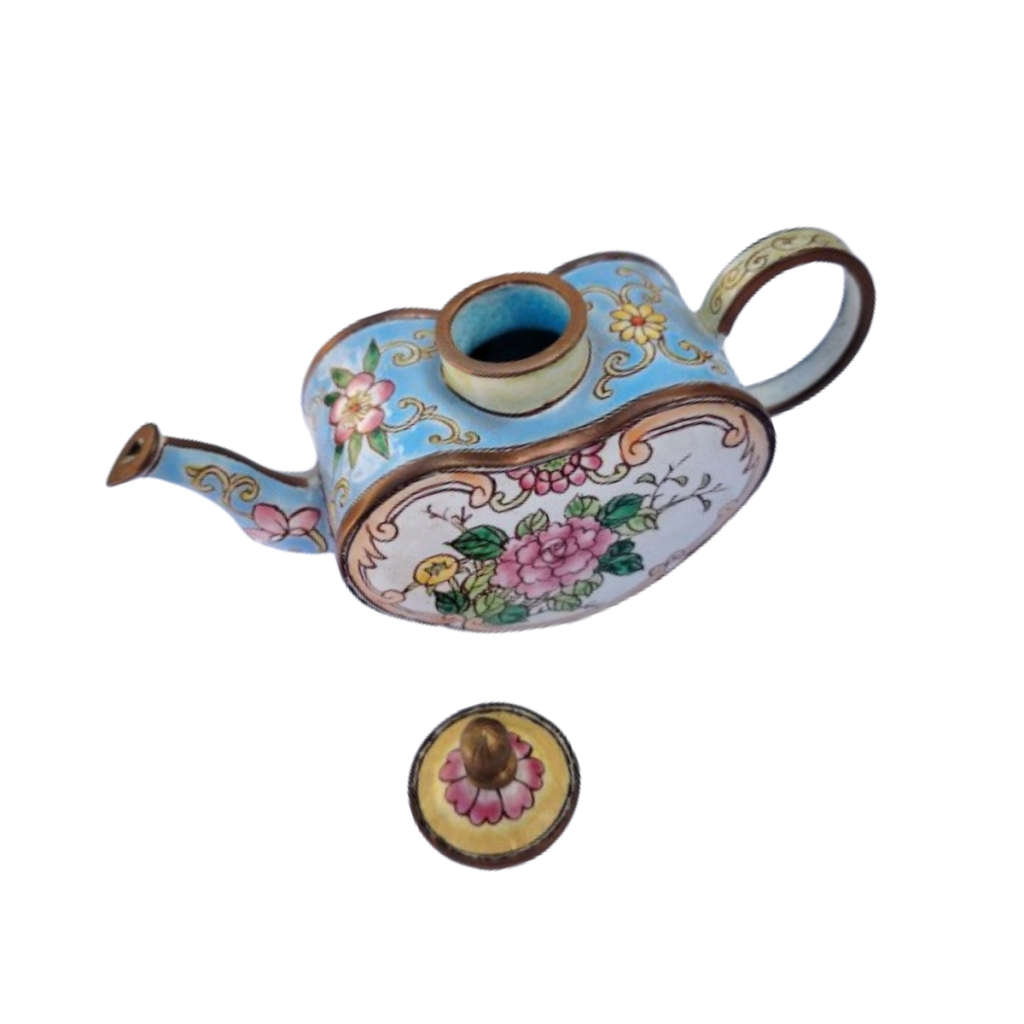 Miniature Hand Painted Heart Trade Aid UK Enamel Teapot