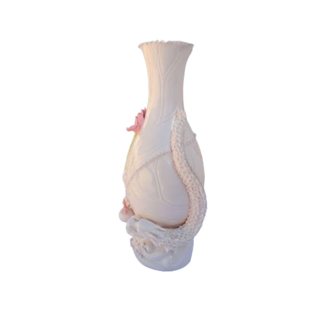 Chinese Dehua Blanc de Chine Porcelain Double Dragon Flaming Pearl Vase