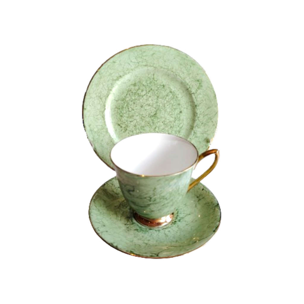 Royal Albert Bone Gossamer Green Marbled Trio