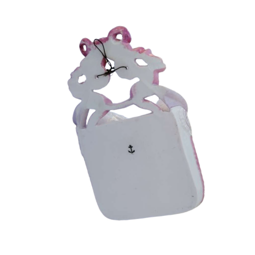Sweet Pink and White Porcelain Cat Wall Pocket