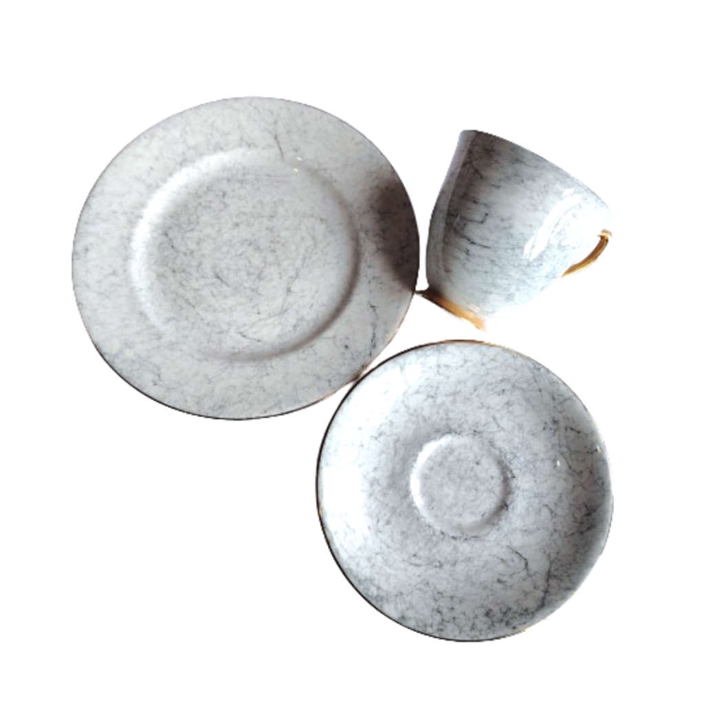 Royal Albert Bone China Gossamer Grey Marbled Trio