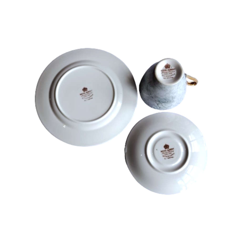 Royal Albert Bone China Gossamer Grey Marbled Trio