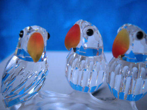 SWAROVSKI CRYSTAL BABY LOVEBIRDS (4 ON BRANCH) - RARE & RETIRED MIB