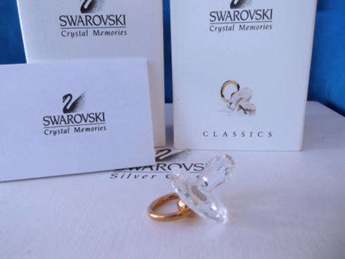 SWAROVSKI CRYSTAL MEMORIES MOMENTS BABY DUMMY GOLD PLATED BOXED CHRISTENING