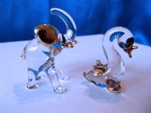 Glass Elephant & Swan