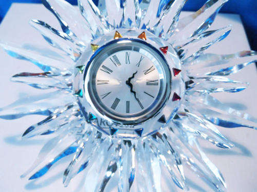 SWAROVSKI CRYSTAL SOLARIS TABLE CLOCK STUNNING  RARE RETIRED #