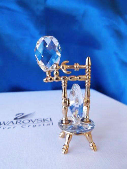 SWAROVSKI CRYSTAL MEMORIES MOMENTS SPINNING WHEEL GOLD PLATED