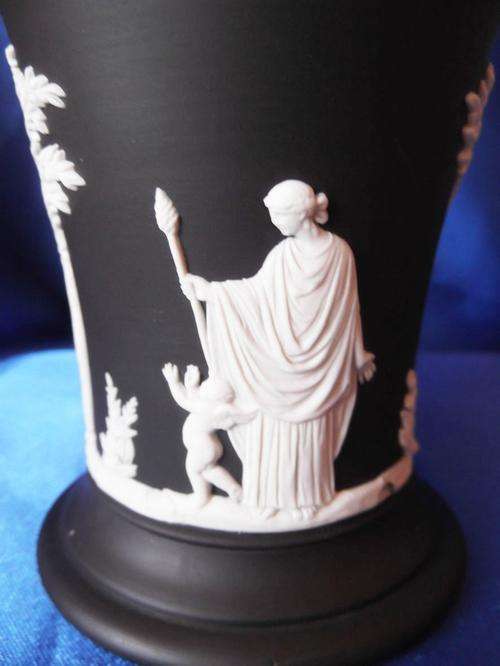 Vintage Wedgewood Jasper Black Vase