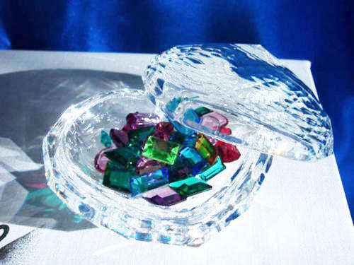 SWAROVSKI Crystal Heart Dish filled with coloured crystals  *