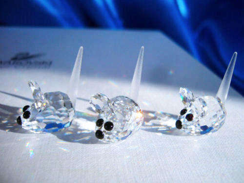 SWAROVSKI CRYSTAL FIELD MICE (SET OF 3) RARE RETD #