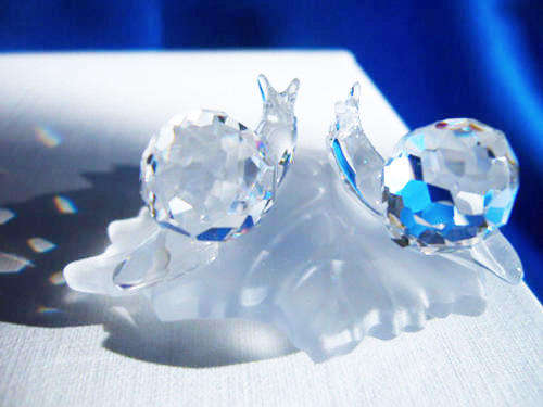 Swarovski Crystal Baby Snails on a Vine Leaf (Retired)  *