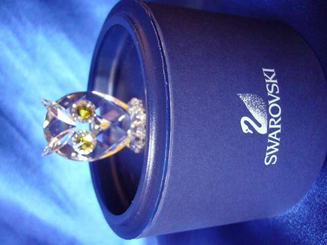 Swarovski Crystal Small Owl -  Swan Logo.
