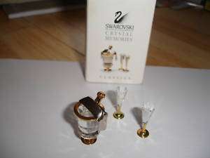 GENUINE Swarovski Crystal MEMORIES CHAMPAGNE BUCKET & FLUTES GOLD PLATED MINT