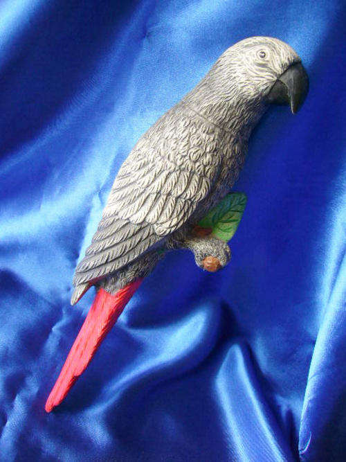 *** Life Size ceramic African Grey Parrot Wall hanging***