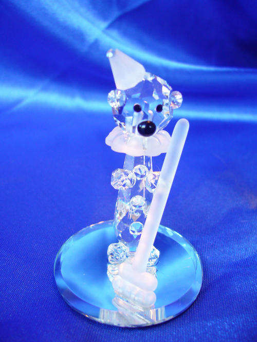 Stunning Cut Glass Crystal  Clown playing the Brush
