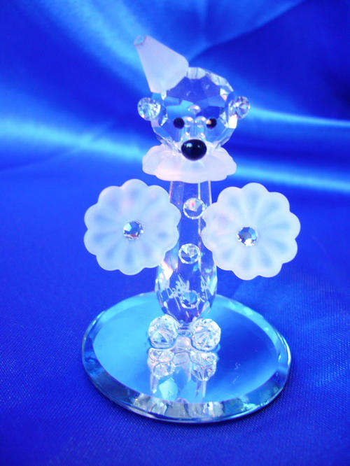 Stunning Cut Glass Crystal  Clown playing the Tambourine