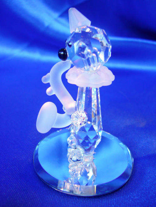 Stunning Cut Glass Crystal  Clown playing the Trumpet