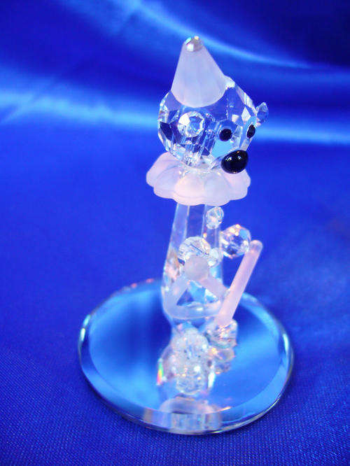 Stunning Cut Glass Crystal  Clown playing the Triangle