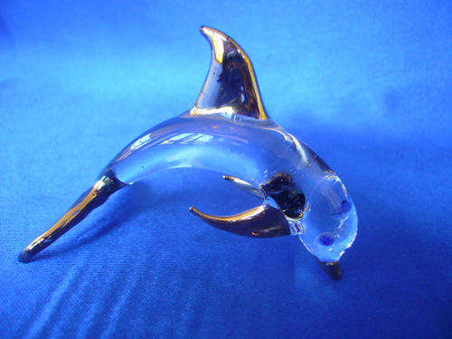 Beautiful Hand made Glass Dolphin with gold trim