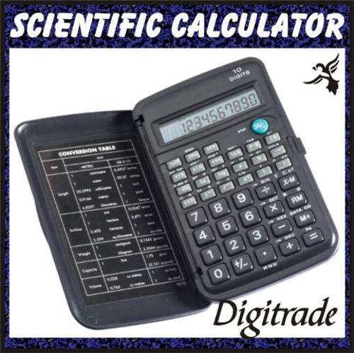 SCIENTIFIC CALCULATOR - 10 Digits, Conversion  Table in a Hard Shell - "Sin, Cos & Tan".