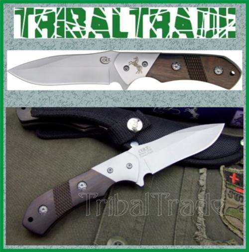 COLT CT343 KNIFE - Fixed Blade - FULL TANG!! - Nylon Sheath - BLACKWOOD HANDLES - *WOW*