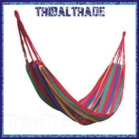 2 Units to GO!! RAINBOW STRIPED CANVAS HAMMOCK - DURABLE - Carry bag - CAMP IN STYLE!!