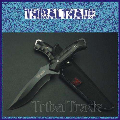 2 to GO!! SANJIA CAVRA CK K-603 TACTICAL BLACK STRAIGHT KNIFE - Nylon Pouch - SOLID 260mm Length!!